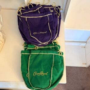 Crown Royal Purple and Green Velvet Bags